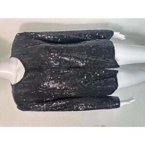 Women’s XL Stenay Black Sequin Silk Evening Jacket Y2K Glam